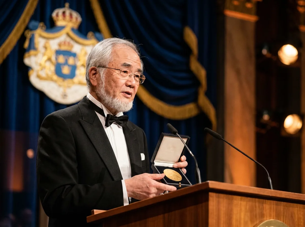 Dr. Ohsumi receiving the 2025 Nobel Prize in Medicine
